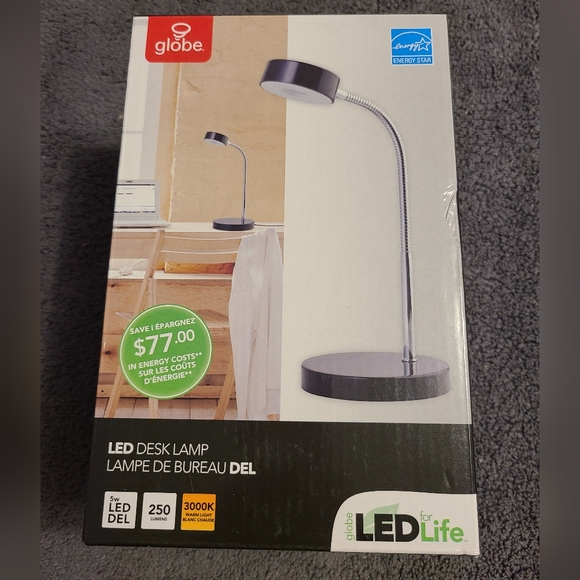 Globe Desk Lamp LED with chrome gooseneck - Black - Picture 4 of 10